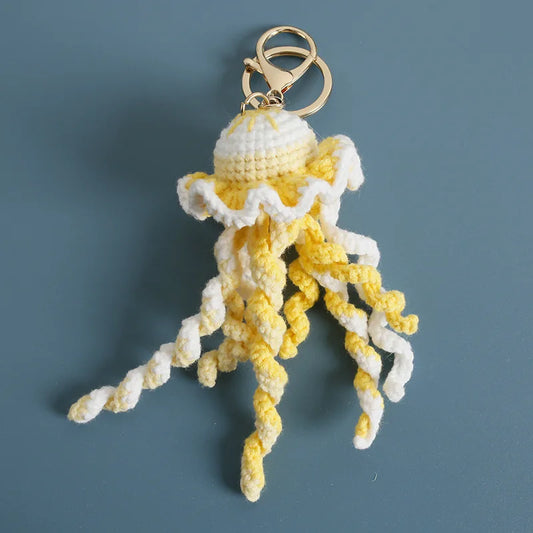 Handmade yellow jellyfish keychain