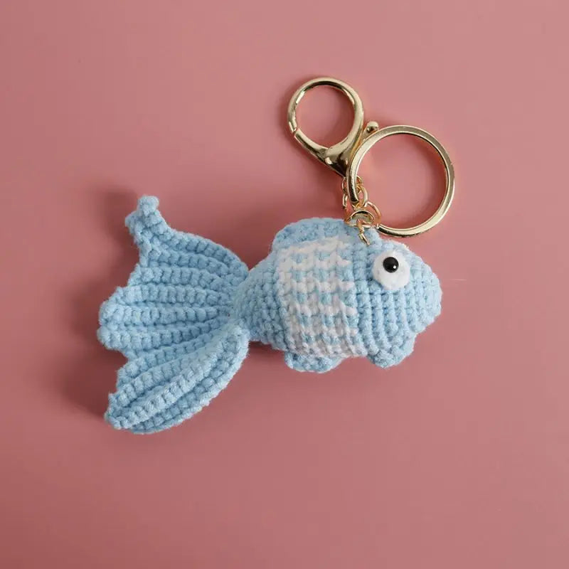 Knitting Goldfish Keychain Creative Clown Fish Crochet Keychains Knitted Small Fish Pendant Keychain Custom Keys Accessories - ZJJKR06758