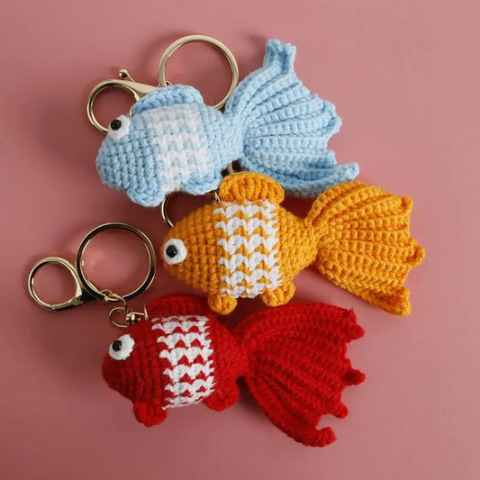 Handmade Crochet Golden Fish Keyring