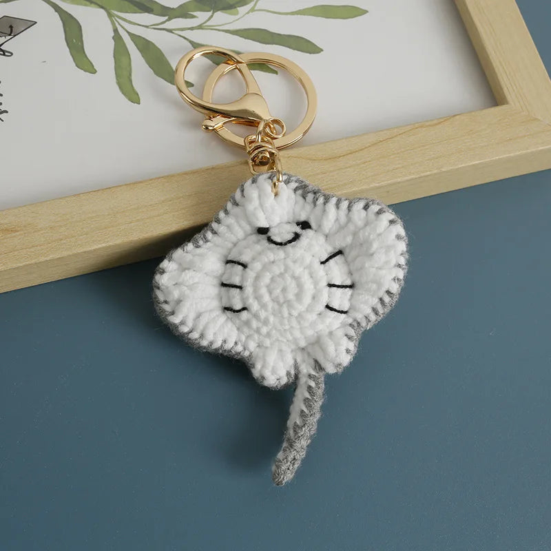 Handmade gray stingray keychain