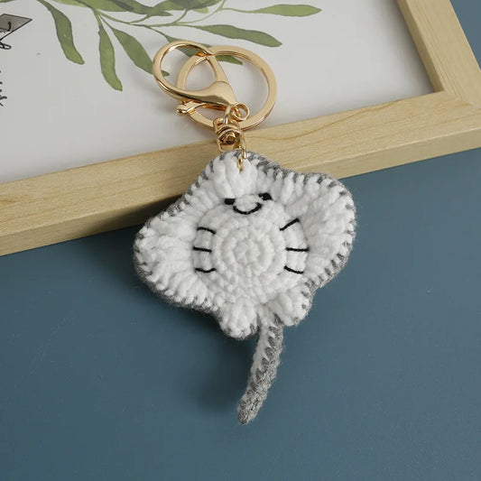Handmade gray stingray keychain