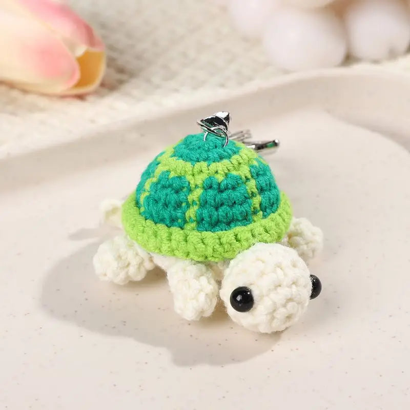 Handmade green turtle keychain