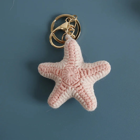 Handmade pink starfish keychain