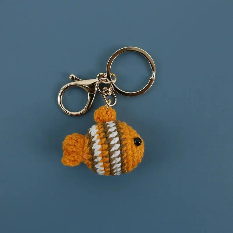 Handmaking Marine Animal Series Crochet Keychain Funny Crab Keyrings Knitted Jellyfish Keychain Cute Goldfish Custom Keyrings - ZJJKR06301